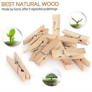 Clothes Pins, Bamboo Wood Clips, 50 Pcs Wooden Small Clips For Laundry, Clothesline, Photos, Crafts Pictures Baby Cloth