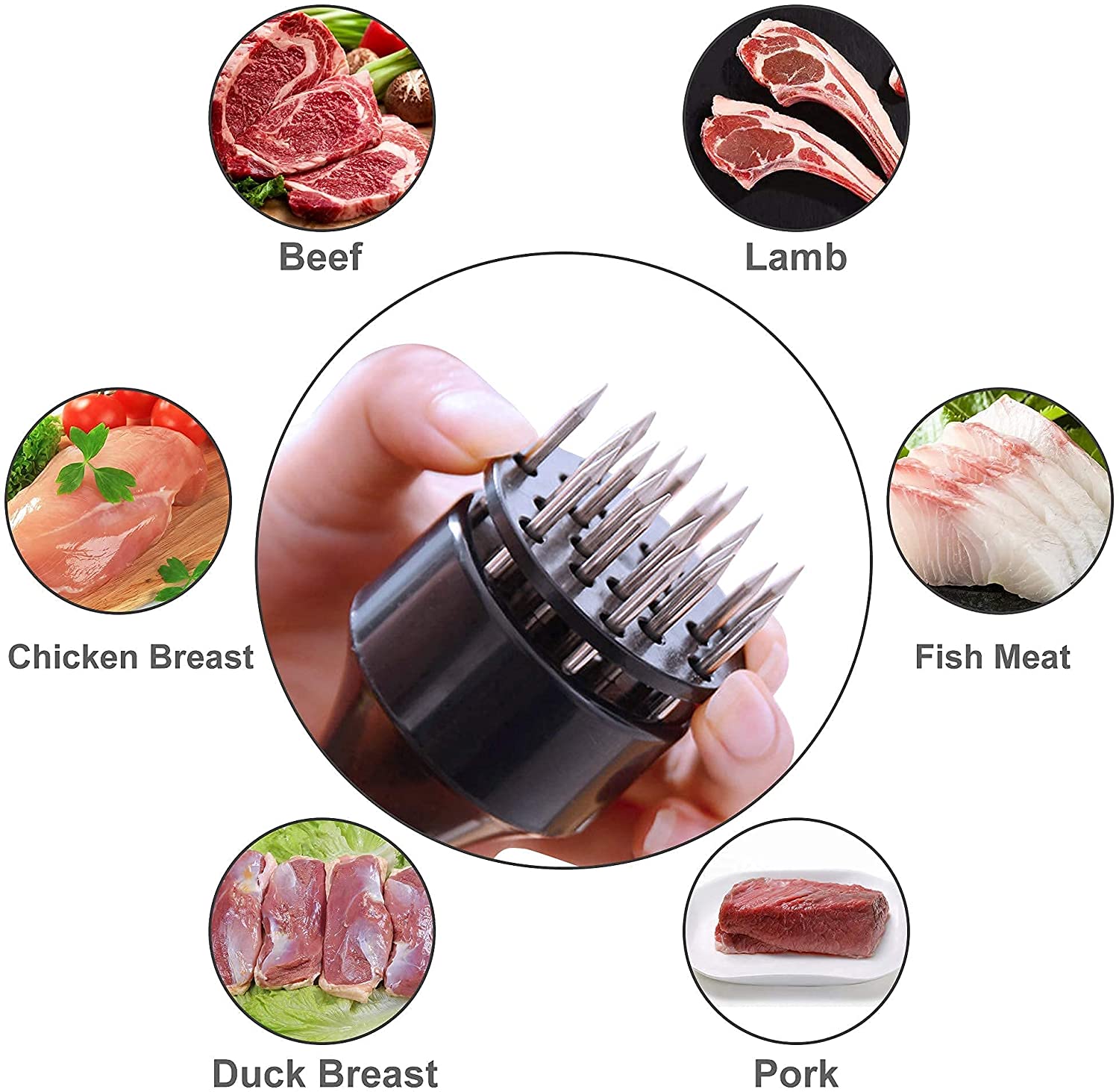 Premium Meat Tenderizer Tool, Stainless Steel 24 Sturdy & Sharp Needle