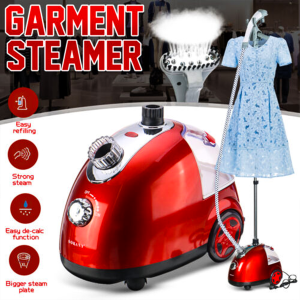 Professional Steamer for Clothes, 1800W Powerful Garment Steamer, Single Poles Adjustable - 1.8 Liter Capacity and Roll Wheels for Easy Movement