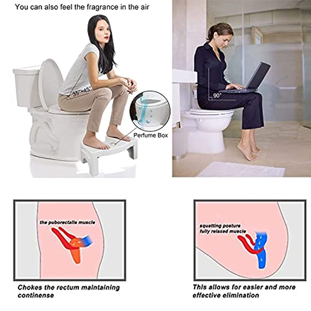 Toilet Step Stool With Freshener, Folding Squatting Toilet Stool For