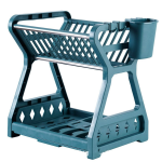 Double Layer Kitchen Dish Rack Drainer Organizer Storage Plastic Dish Drying Rack Utensil Cutlery Holder