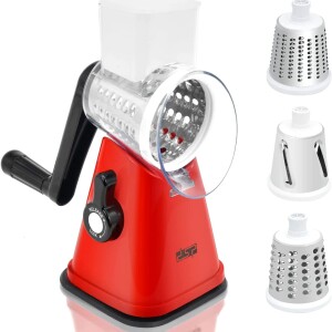 DSP Multifunctional Rotary Vegetable & Cheese Shredder Slicer & Grater  With 3 Stainless Steel Round Interchangeable Drums
