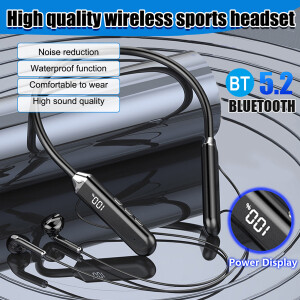 Wireless Bluetooth 5.2 Earphone LED Display in Ear Headphones Neckband HIFI Stereo Headsets Sports Earbuds