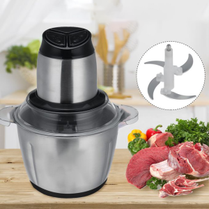 Electric Meat Grinder Food Chopper, 2L Food Processor for Meat, Vegetables, Fruits and Nuts, Mini Mincer 250W with Stainless Steel Bowl and 4 Blades