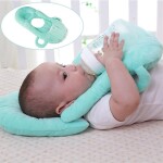 Multifunctional Portable Baby Breast &  Self-Feeding Lounger, Baby Bottle Holder Infant Nursing Pillows (Light Blue)